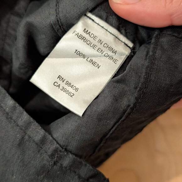 SOLD Theory 100% Linen Cropped Trench Coat Women Size P Black - Picture 5 of 11